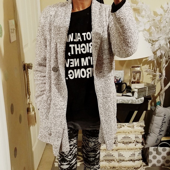 Gray Fluffy Cozy Cardigan Sweater - Picture 6 of 7